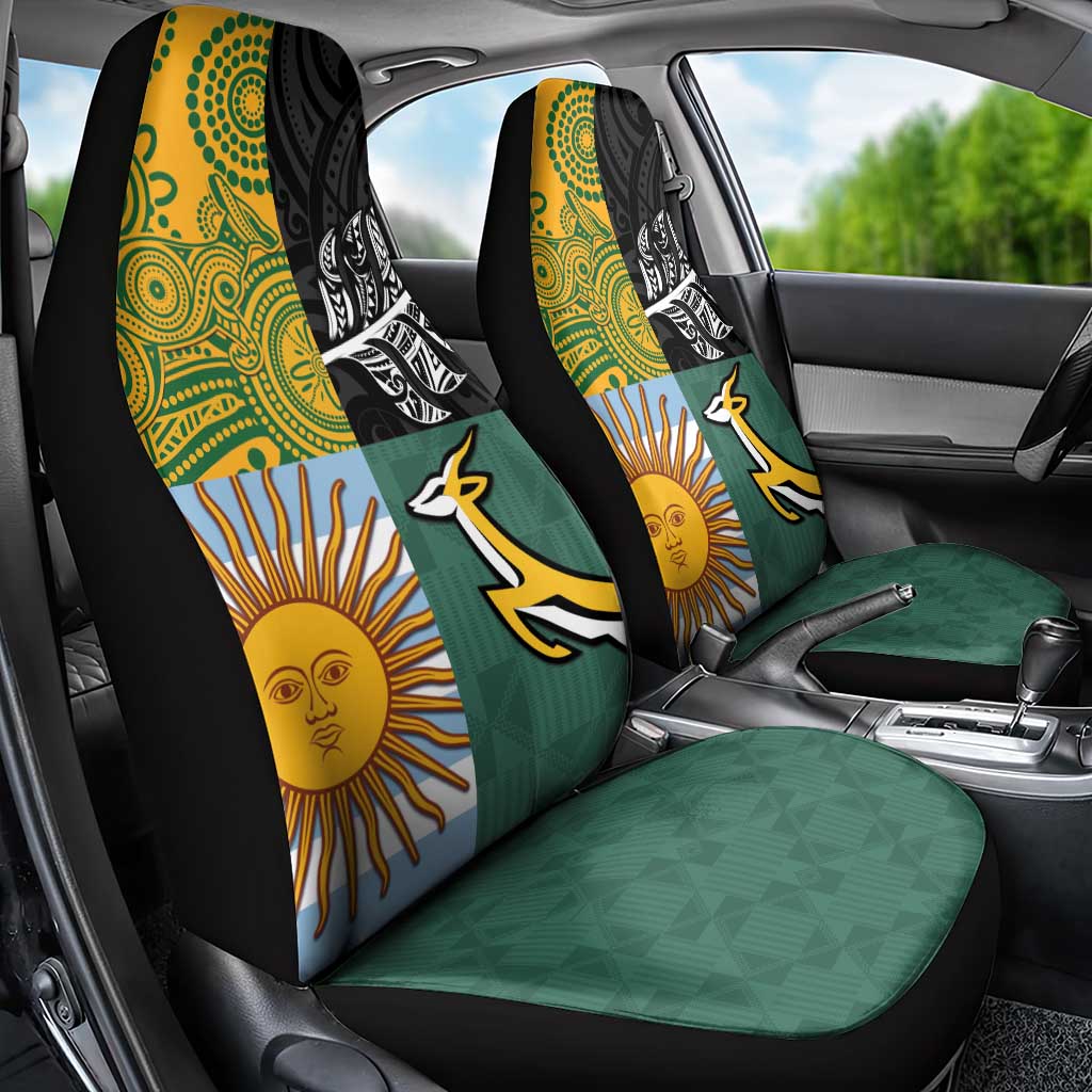 Rugby 2025 Championship Car Seat Cover Combination of Southern Hemisphere Countries - Polynesian Pride