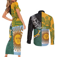 Personalised Rugby 2025 Championship Couples Matching Short Sleeve Bodycon Dress and Long Sleeve Button Shirt Combination of Southern Hemisphere Countries - Polynesian Pride