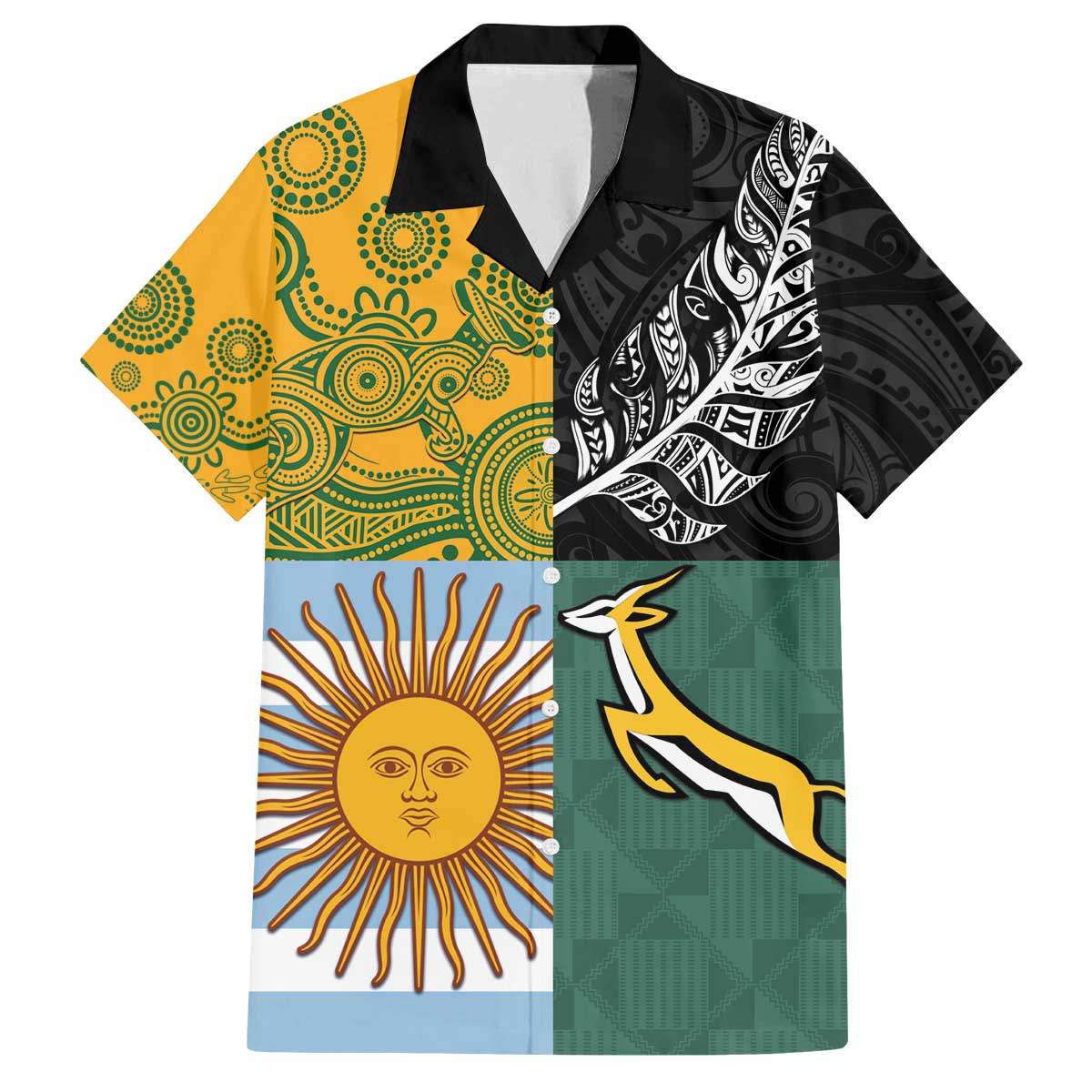 Personalised Rugby 2025 Championship Family Matching Off The Shoulder Long Sleeve Dress and Hawaiian Shirt Combination of Southern Hemisphere Countries - Polynesian Pride