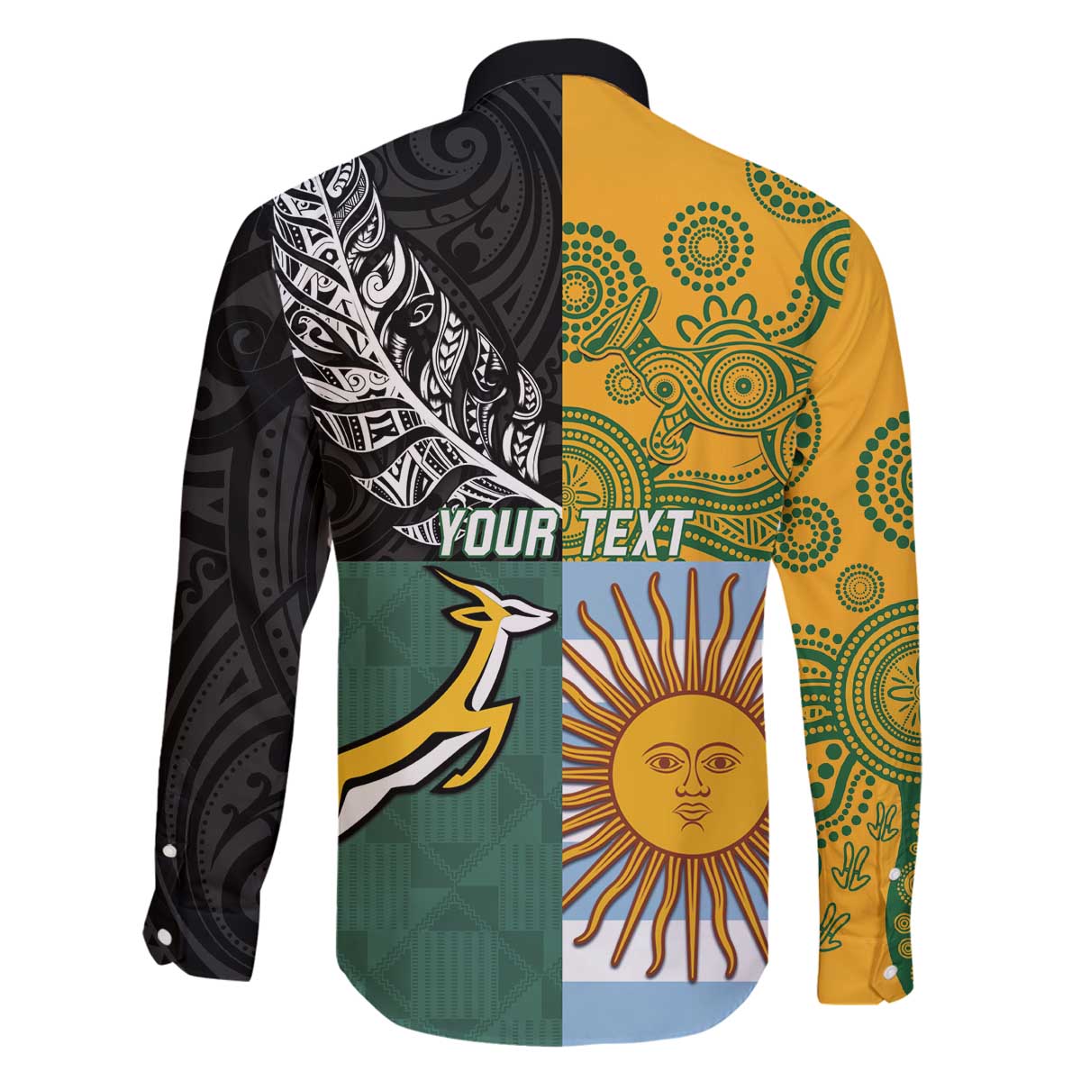 Personalised Rugby 2025 Championship Family Matching Off The Shoulder Long Sleeve Dress and Hawaiian Shirt Combination of Southern Hemisphere Countries - Polynesian Pride