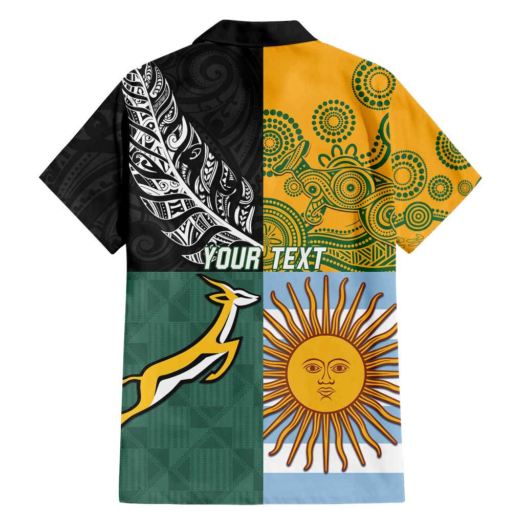 Personalised Rugby 2025 Championship Family Matching Off Shoulder Maxi Dress and Hawaiian Shirt Combination of Southern Hemisphere Countries - Polynesian Pride