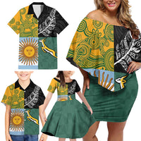 Personalised Rugby 2025 Championship Family Matching Off Shoulder Short Dress and Hawaiian Shirt Combination of Southern Hemisphere Countries - Polynesian Pride