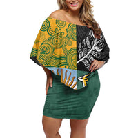 Personalised Rugby 2025 Championship Family Matching Off Shoulder Short Dress and Hawaiian Shirt Combination of Southern Hemisphere Countries - Polynesian Pride