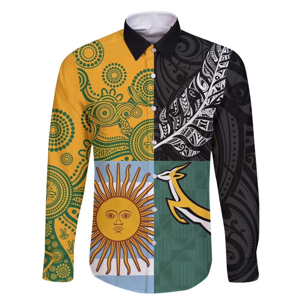Personalised Rugby 2025 Championship Family Matching Puletasi and Hawaiian Shirt Combination of Southern Hemisphere Countries - Polynesian Pride