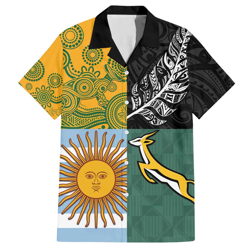 Personalised Rugby 2025 Championship Family Matching Summer Maxi Dress and Hawaiian Shirt Combination of Southern Hemisphere Countries - Polynesian Pride