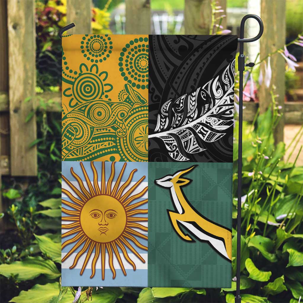 Rugby 2025 Championship Garden Flag Combination of Southern Hemisphere Countries - Polynesian Pride