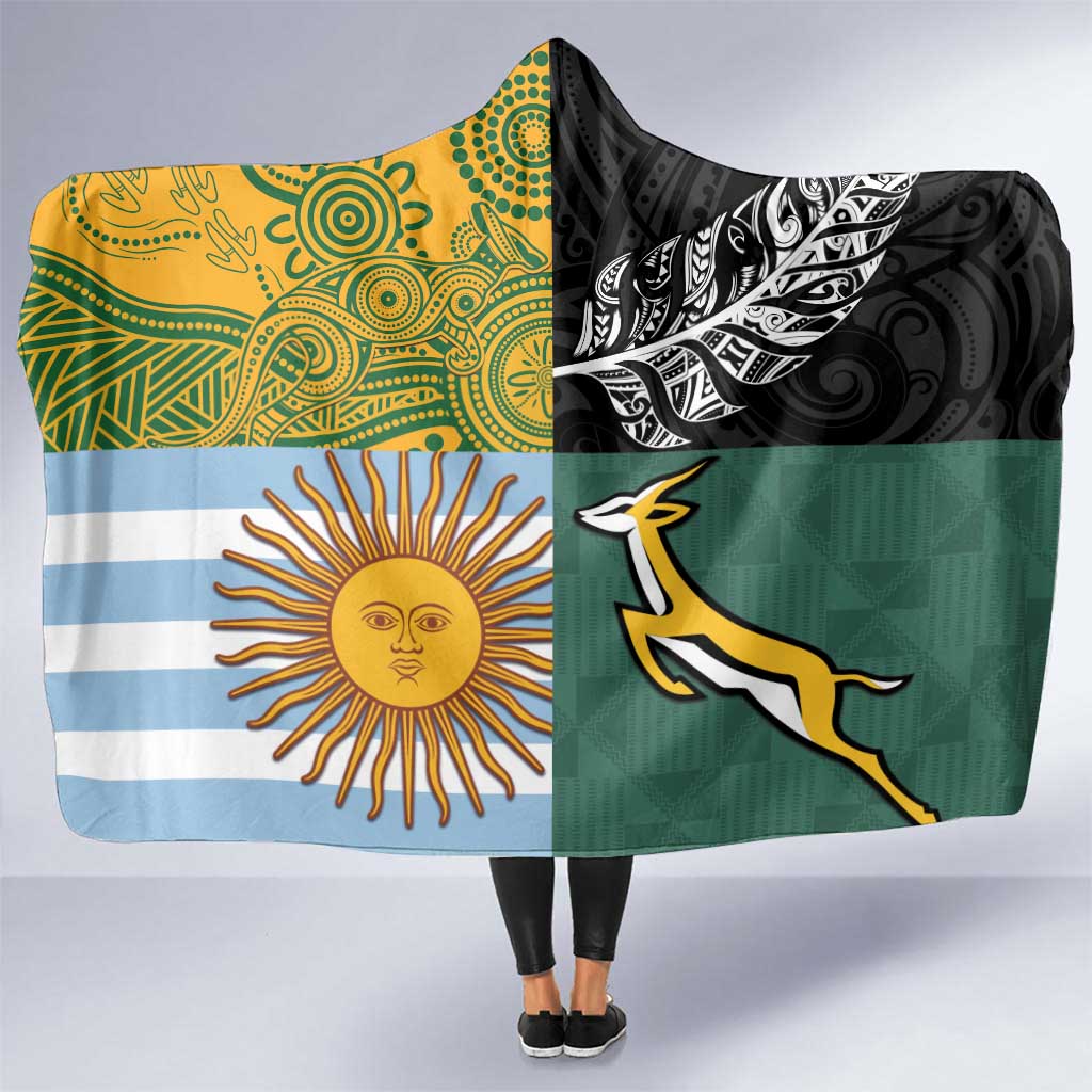 Rugby 2025 Championship Hooded Blanket Combination of Southern Hemisphere Countries - Polynesian Pride