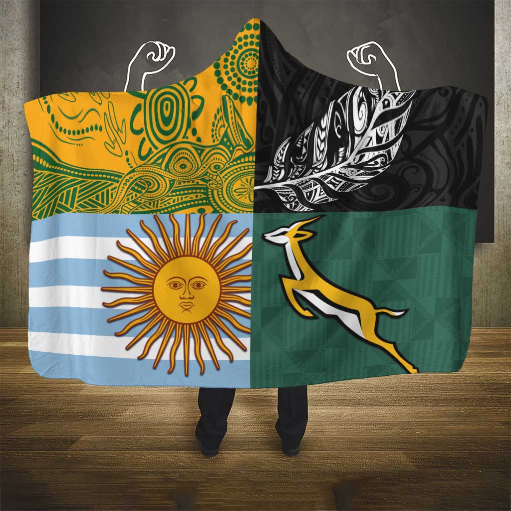 Rugby 2025 Championship Hooded Blanket Combination of Southern Hemisphere Countries - Polynesian Pride