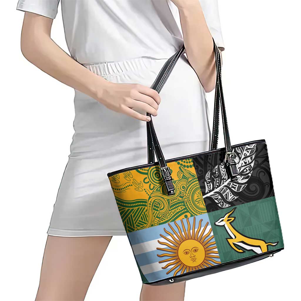 Rugby 2025 Championship Leather Tote Bag Combination of Southern Hemisphere Countries - Polynesian Pride