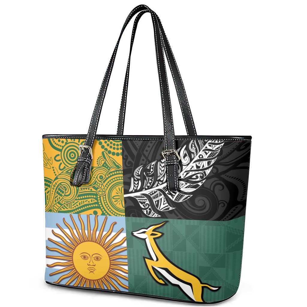 Rugby 2025 Championship Leather Tote Bag Combination of Southern Hemisphere Countries - Polynesian Pride