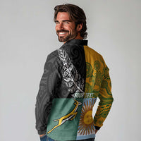 Personalised Rugby 2025 Championship Long Sleeve Polo Shirt Combination of Southern Hemisphere Countries - Polynesian Pride