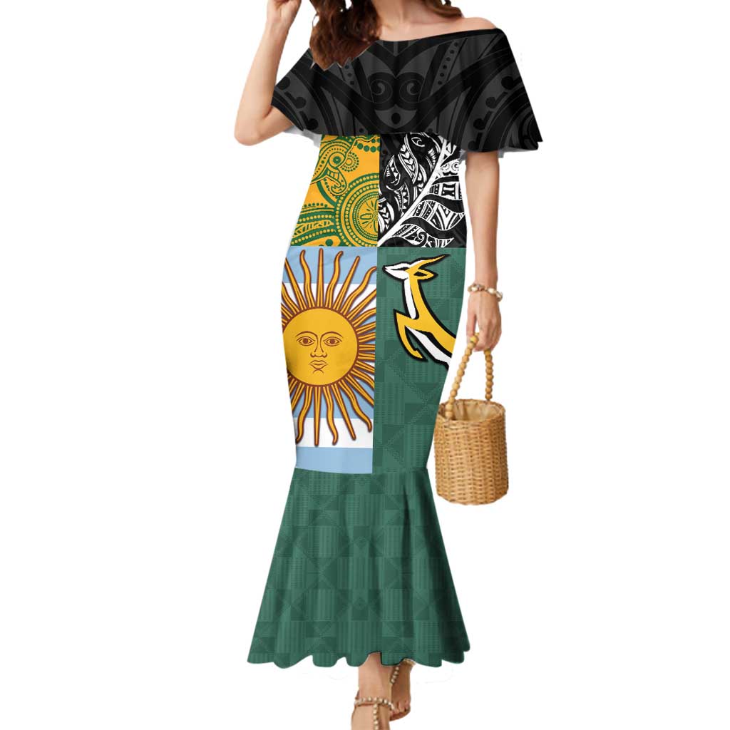 Personalised Rugby 2025 Championship Mermaid Dress Combination of Southern Hemisphere Countries - Polynesian Pride