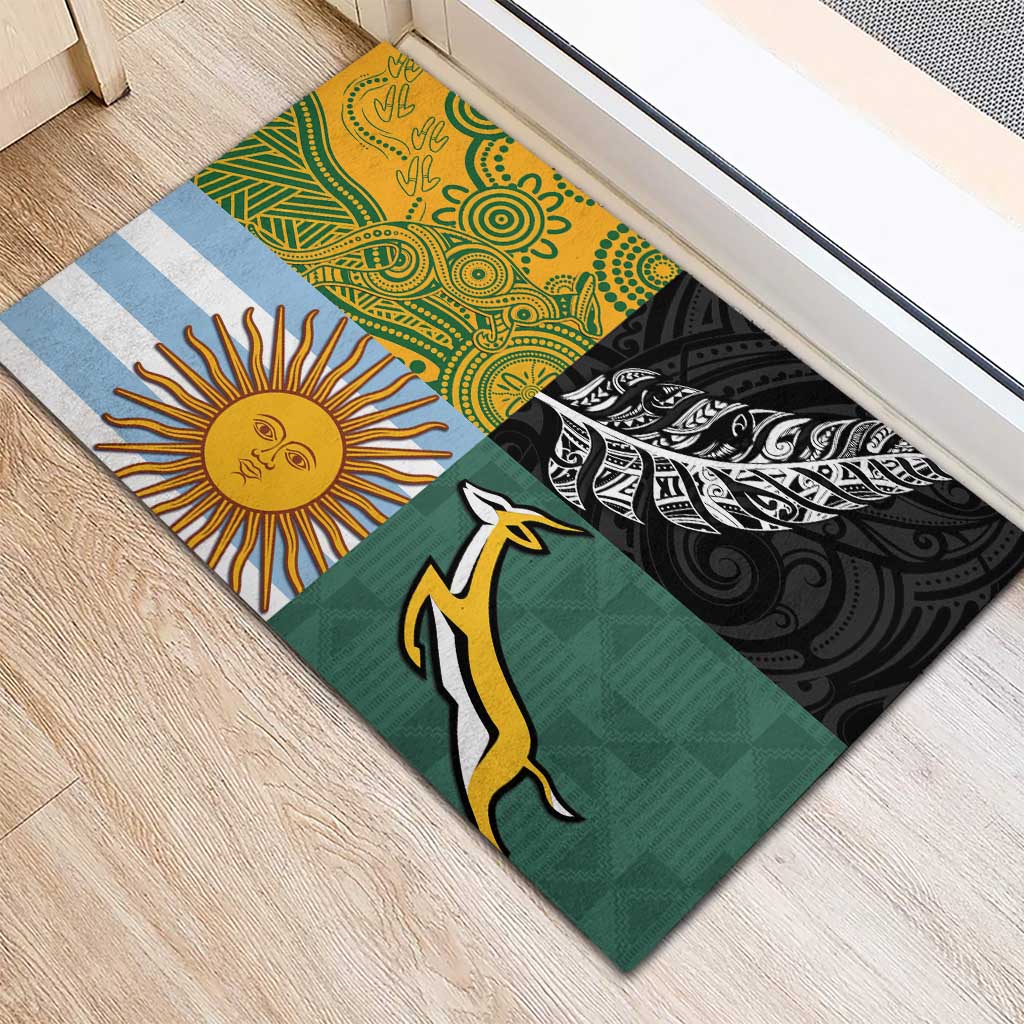 Rugby 2025 Championship Rubber Doormat Combination of Southern Hemisphere Countries - Polynesian Pride