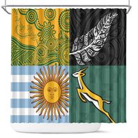 Rugby 2025 Championship Shower Curtain Combination of Southern Hemisphere Countries - Polynesian Pride