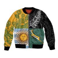 Personalised Rugby 2025 Championship Sleeve Zip Bomber Jacket Combination of Southern Hemisphere Countries - Polynesian Pride