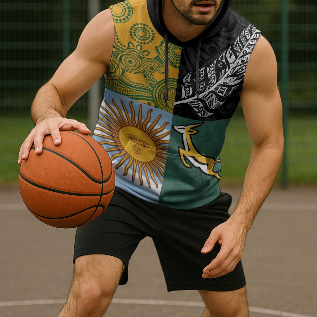Personalised Rugby 2025 Championship Sleeveless Hoodie Combination of Southern Hemisphere Countries - Polynesian Pride
