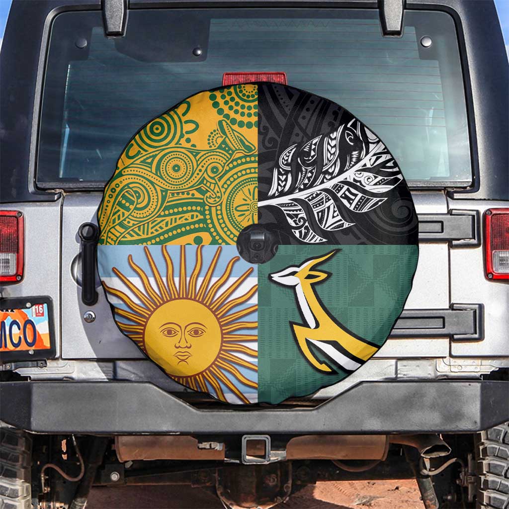 Rugby 2025 Championship Spare Tire Cover Combination of Southern Hemisphere Countries - Polynesian Pride