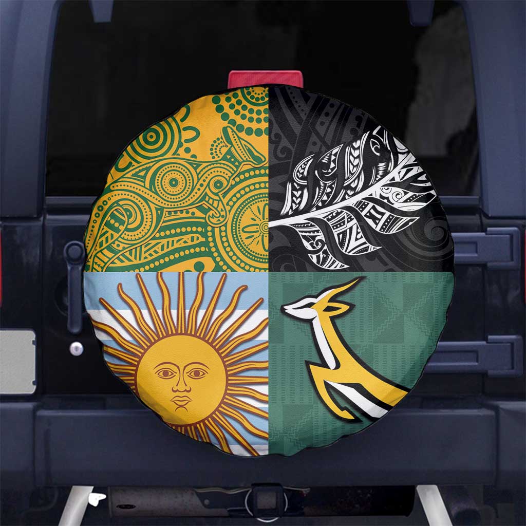 Rugby 2025 Championship Spare Tire Cover Combination of Southern Hemisphere Countries - Polynesian Pride
