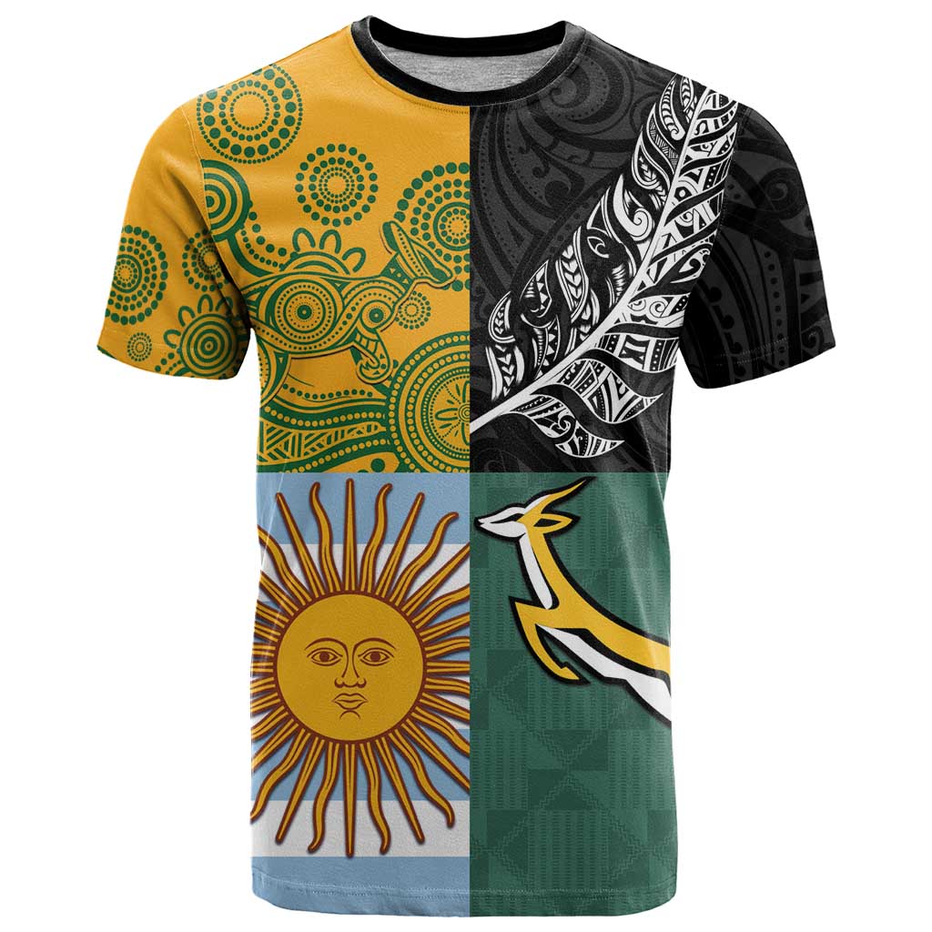 Personalised Rugby 2025 Championship T Shirt Combination of Southern Hemisphere Countries - Polynesian Pride