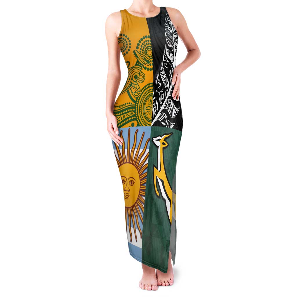 Personalised Rugby 2025 Championship Tank Maxi Dress Combination of Southern Hemisphere Countries - Polynesian Pride