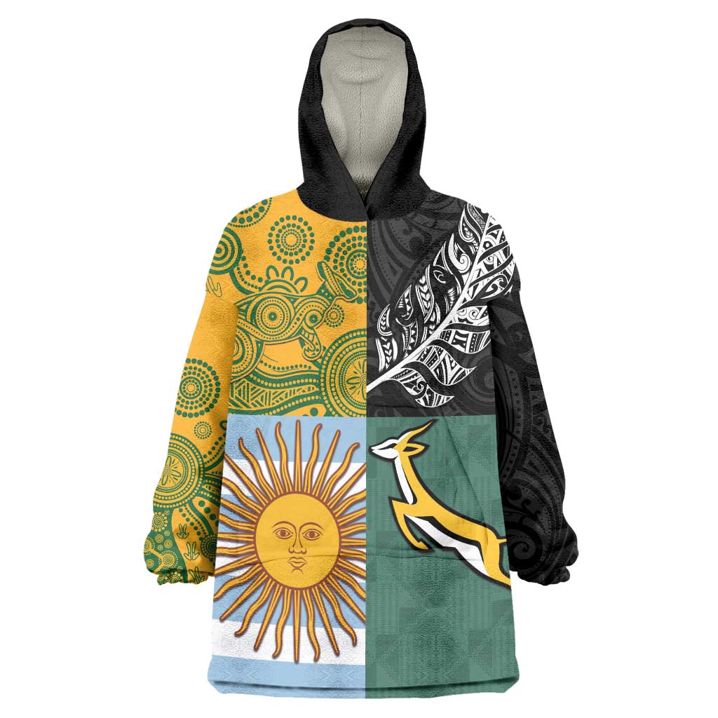 Personalised Rugby 2025 Championship Wearable Blanket Hoodie Combination of Southern Hemisphere Countries - Polynesian Pride