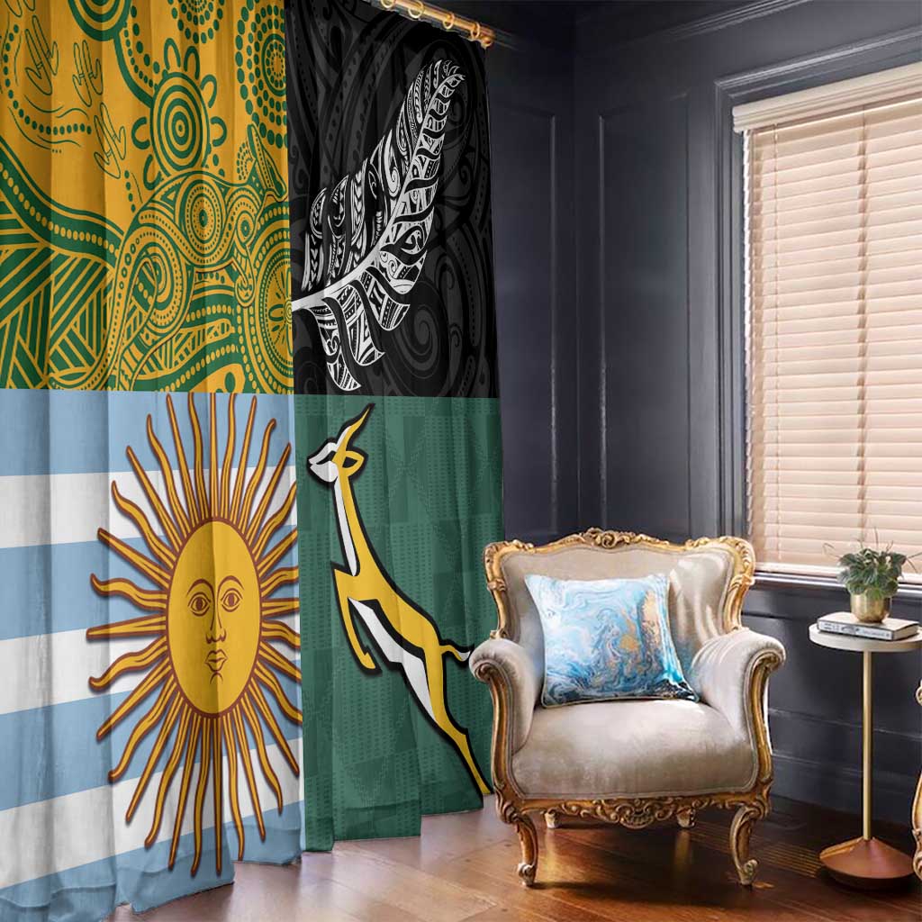 Rugby 2025 Championship Window Curtain Combination of Southern Hemisphere Countries - Polynesian Pride