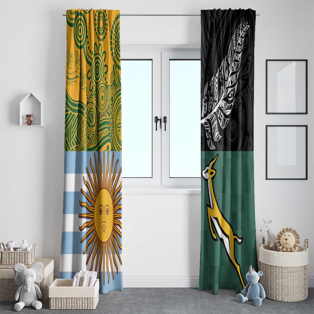 Rugby 2025 Championship Window Curtain Combination of Southern Hemisphere Countries - Polynesian Pride