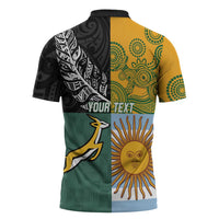 Personalised Rugby 2025 Championship Zipper Polo Shirt Combination of Southern Hemisphere Countries - Polynesian Pride