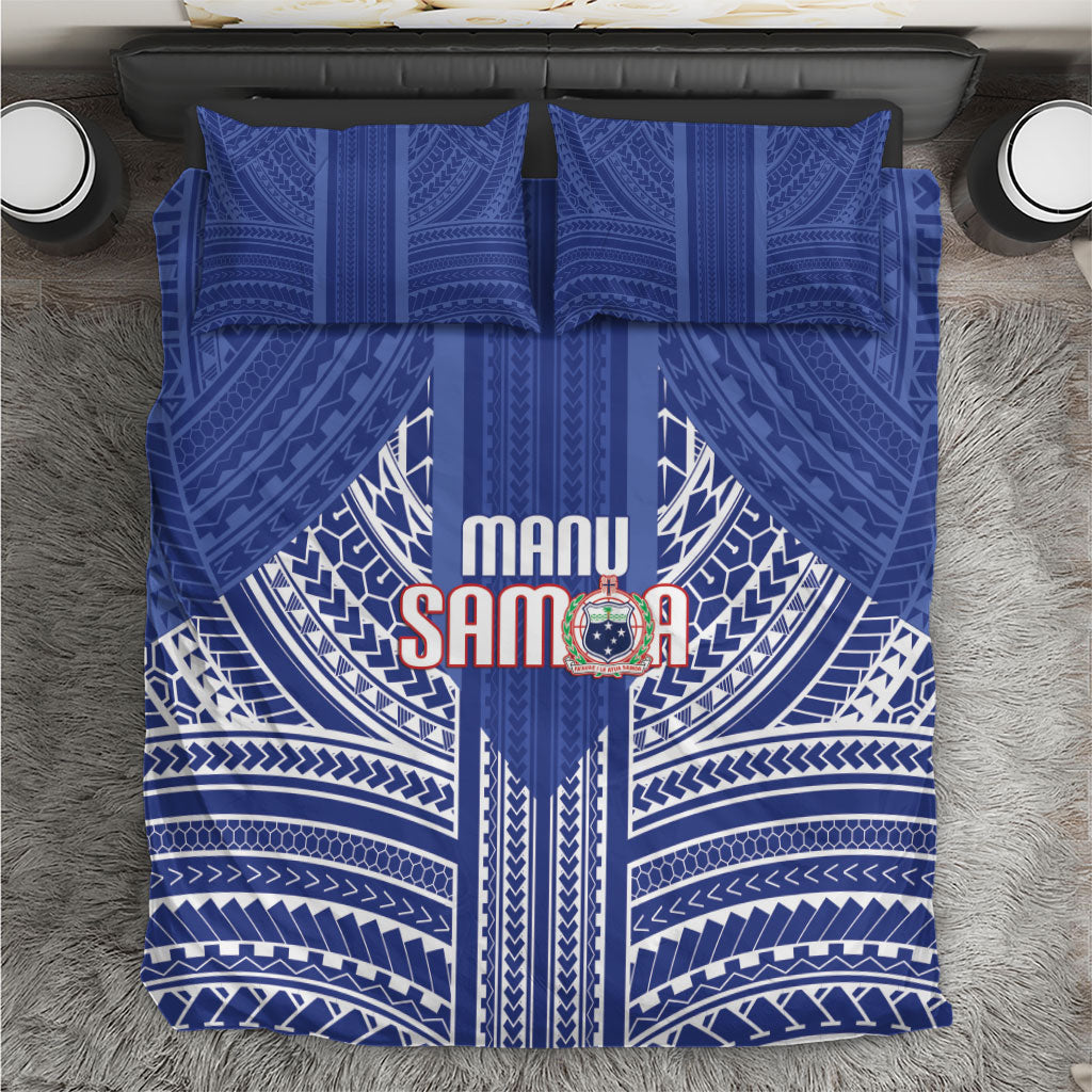 Manu Samoa Rugby 2026 Bedding Set Samoan Pattern LT14 Blue - Polynesian Pride