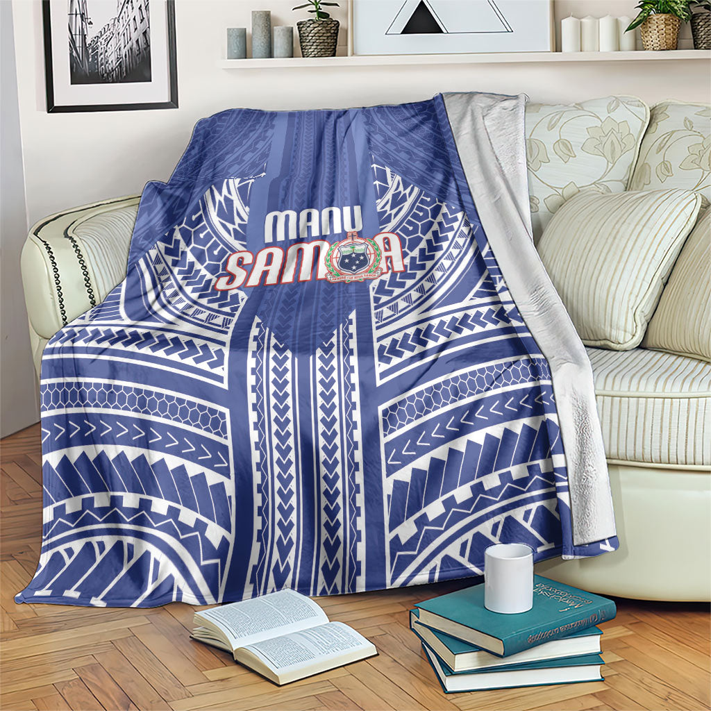 Manu Samoa Rugby 2026 Blanket Samoan Pattern LT14 Blue - Polynesian Pride