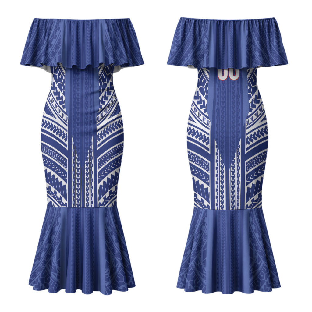 Custom Manu Samoa Rugby 2026 Couples Matching Mermaid Dress and Long Sleeve Button Shirt Samoan Pattern