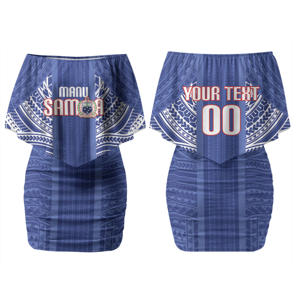 Custom Manu Samoa Rugby 2026 Family Matching Off Shoulder Short Dress and Hawaiian Shirt Samoan Pattern