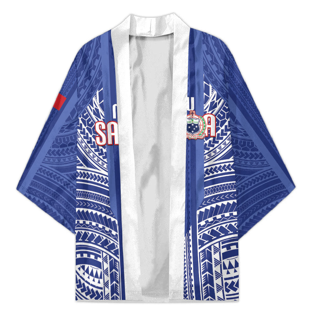 Custom Manu Samoa Rugby 2026 Kimono Samoan Pattern LT14 Unisex Blue - Polynesian Pride