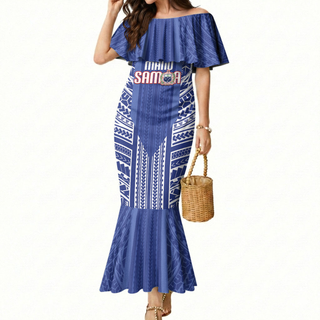 Custom Manu Samoa Rugby 2026 Mermaid Dress Samoan Pattern