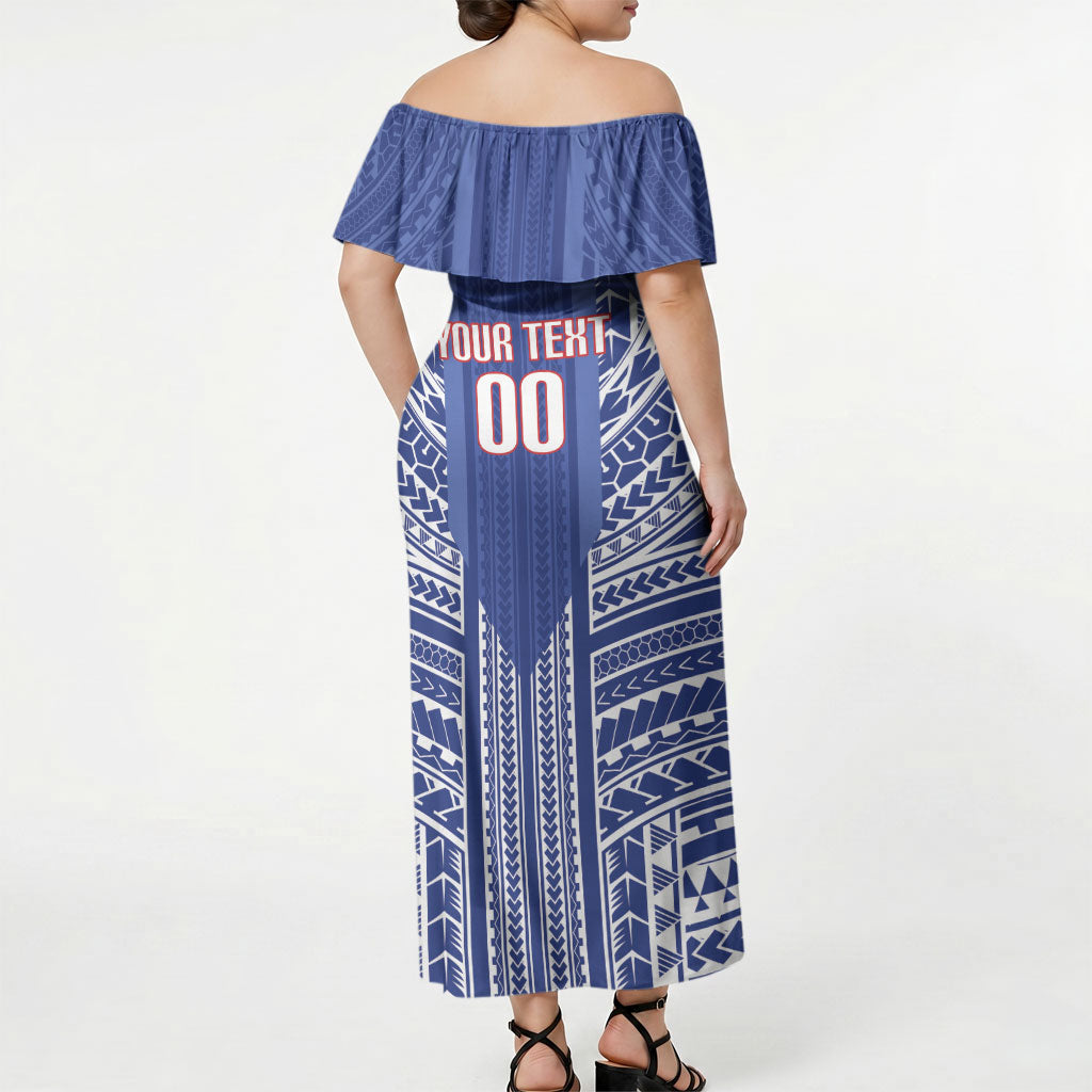 Custom Manu Samoa Rugby 2026 Off Shoulder Maxi Dress Samoan Pattern