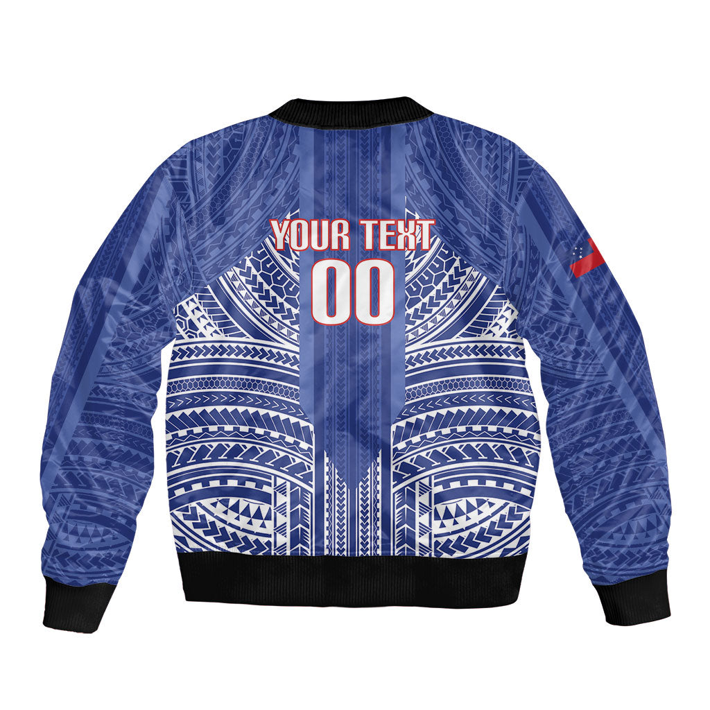 Custom Manu Samoa Rugby 2026 Sleeve Zip Bomber Jacket Samoan Pattern
