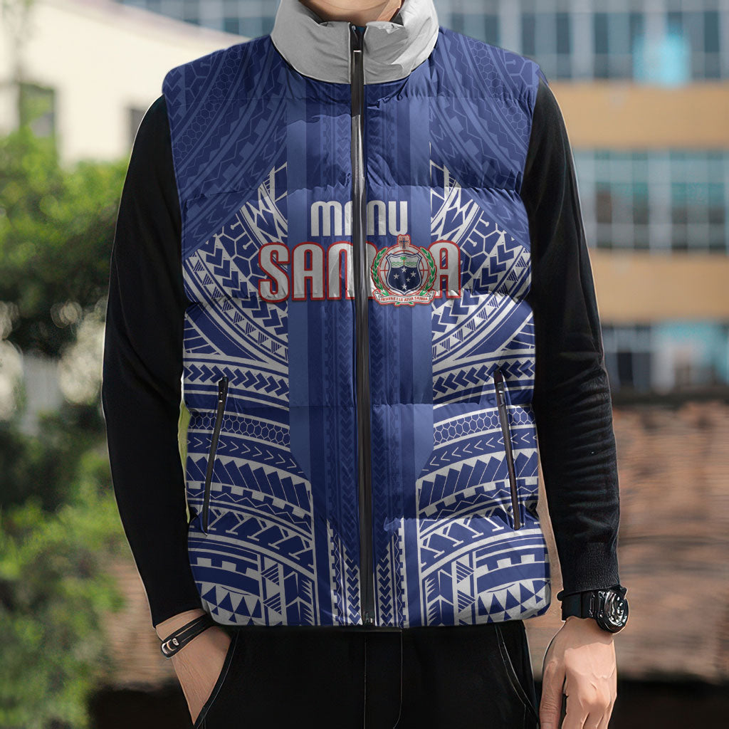 Custom Manu Samoa Rugby 2026 Sleeveless Puffer Jacket Samoan Pattern
