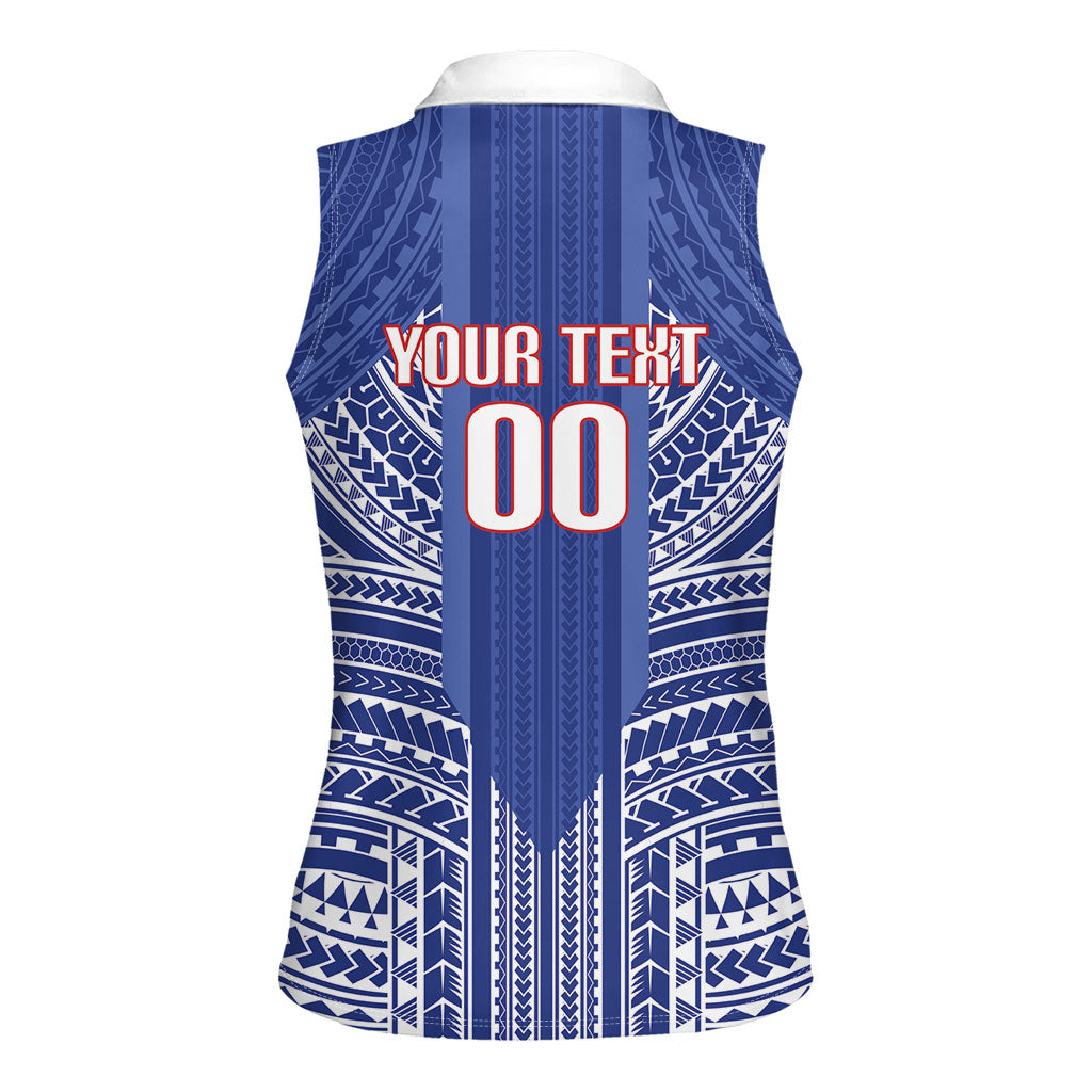 Custom Manu Samoa Rugby 2026 Women Sleeveless Polo Shirt Samoan Pattern