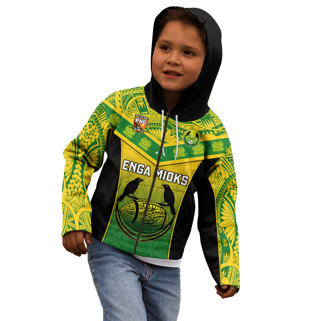 Papua New Guinea Rugby Kid Hoodie Enga Mioks PNG Polynesian Pattern LT14 - Polynesian Pride