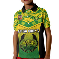 Papua New Guinea Rugby Kid Polo Shirt Enga Mioks PNG Polynesian Pattern LT14 Kid Green - Polynesian Pride