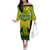 Papua New Guinea Rugby Off The Shoulder Long Sleeve Dress Enga Mioks PNG Polynesian Pattern LT14 Women Green - Polynesian Pride