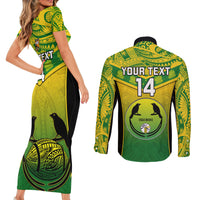 Custom Papua New Guinea Rugby Couples Matching Short Sleeve Bodycon Dress and Long Sleeve Button Shirts Enga Mioks PNG Polynesian Pattern LT14 - Polynesian Pride
