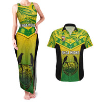 Custom Papua New Guinea Rugby Couples Matching Tank Maxi Dress And Hawaiian Shirt Enga Mioks PNG Polynesian Pattern LT14 Green - Polynesian Pride