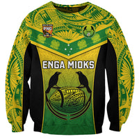 Custom Papua New Guinea Rugby Sweatshirt Enga Mioks PNG Polynesian Pattern LT14 Unisex Green - Polynesian Pride