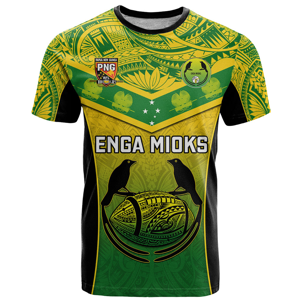Custom Papua New Guinea Rugby T Shirt Enga Mioks PNG Polynesian Pattern LT14 Green - Polynesian Pride