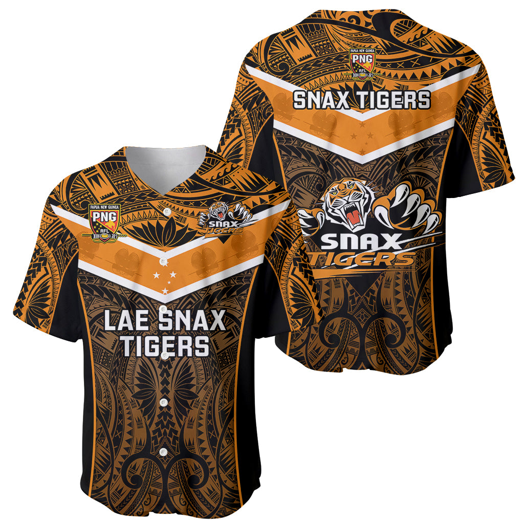 Papua New Guinea Rugby Baseball Jersey Lae Snax Tigers PNG Polynesian Pattern LT14 - Polynesian Pride