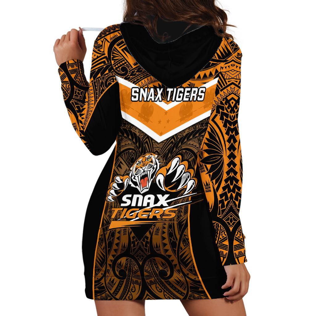 Papua New Guinea Rugby Hoodie Dress Lae Snax Tigers PNG Polynesian Pattern LT14 - Polynesian Pride
