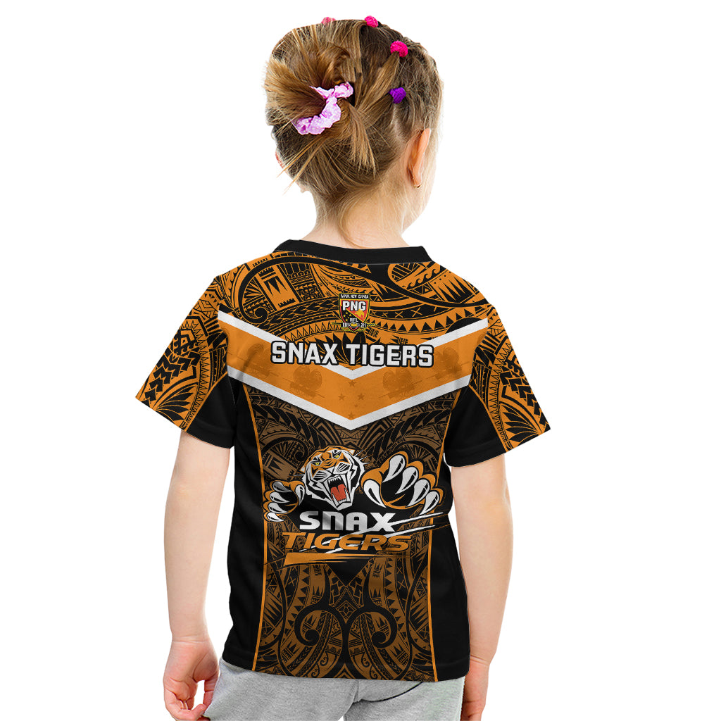 Papua New Guinea Rugby Kid T Shirt Lae Snax Tigers PNG Polynesian Pattern LT14 - Polynesian Pride