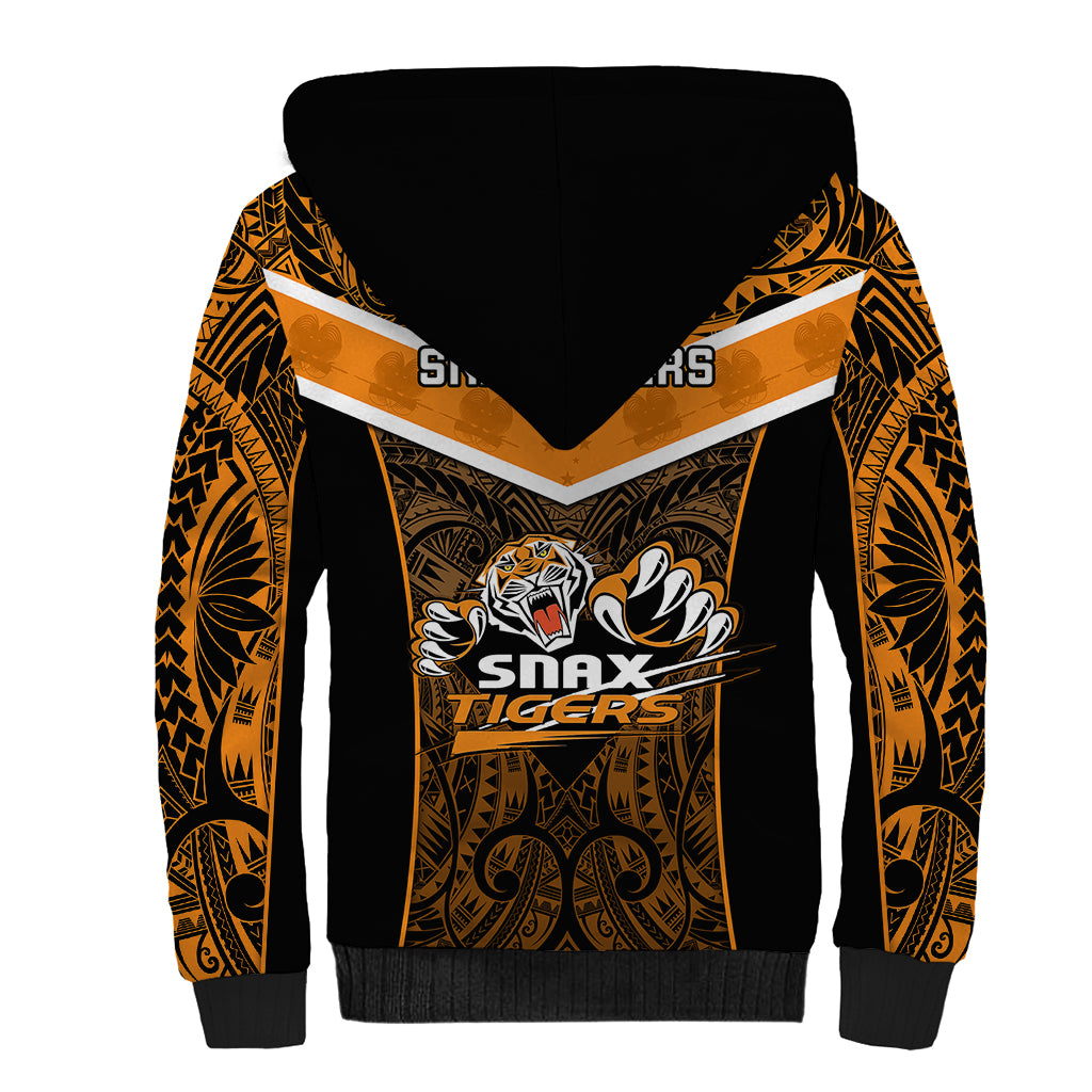 Papua New Guinea Rugby Sherpa Hoodie Lae Snax Tigers PNG Polynesian Pattern LT14 - Polynesian Pride