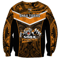 Papua New Guinea Rugby Sweatshirt Lae Snax Tigers PNG Polynesian Pattern LT14 - Polynesian Pride